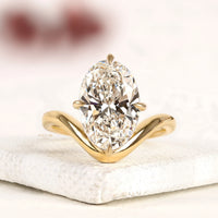 3.00 CT Infinity Oval Cut Lab Grown Diamond Solitaire Ring Sculpted Yellow Gold Elegance By Ivevar