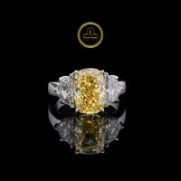 Premium 5.00 CT Cushion Cut Yellow Lab Grown Diamond Engagement Ring By Ivevar
