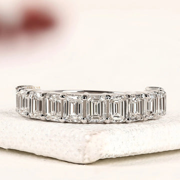 5.00 TCW Elegant Emerald Cut Lab Grown Diamond Eternity Band Timeless White Gold Luxury Wedding Ring for Women