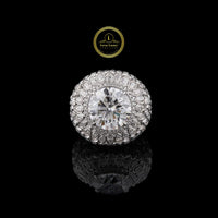 Luxury 3.00 CT Round-Cut Moissanite Diamond Halo Statement Ring in White Gold by Ivevar