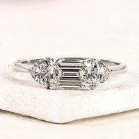 2.00 CT Timeless Emerald Cut Lab Grown Three Stone Engagement Ring By Ivevar