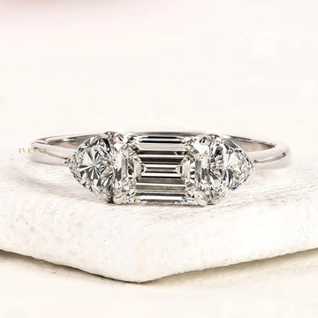 2.00 CT Timeless Emerald Cut Lab Grown Three Stone Engagement Ring By Ivevar