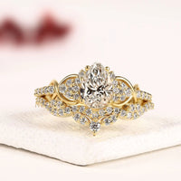 Pear Cut Infinity Bridal Set Lab Grown Diamond Engagement Ring