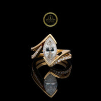 Luxury 3.00 CT Marquise Cut Moissanite Diamond Ring in Gold Elegant Split Band Design By Ivevar