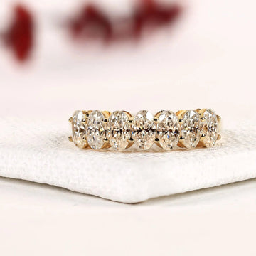 Seven Stone Oval Cut Lab Grown Diamond Half Eternity Band