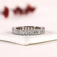 Emerald Cut Lab Grown Diamond Eternity Wedding Band