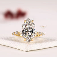 Dutch Marquise Hidden Halo with Pave Band Moissanite Ring