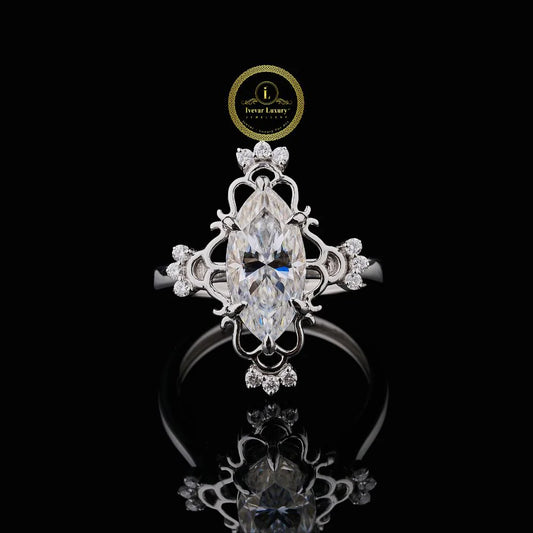 Elegant 3.50 CT Marquise Cut Lab Grown Diamond Ring For Her By Ivevar