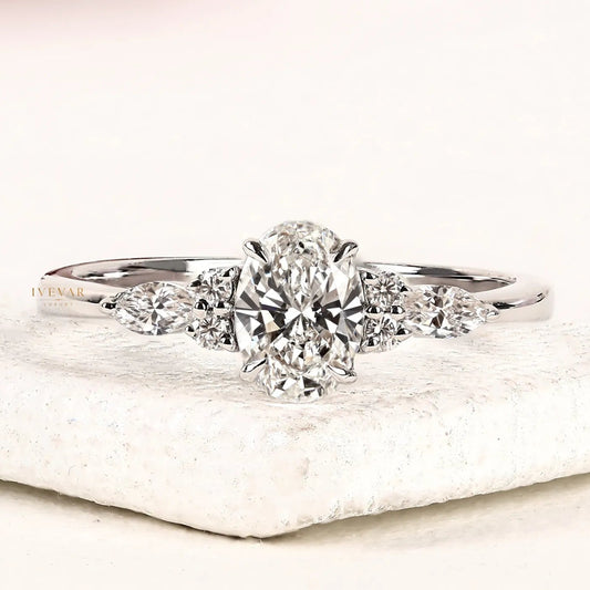 2.50 CT Everyday Luxury Oval Cut Moissanite Diamond Statement Ring By Ivevar