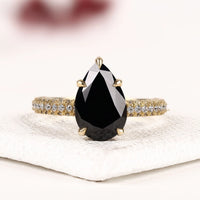 black pear cut Moissanite diamond ring crafted for timeless luxury Ring.