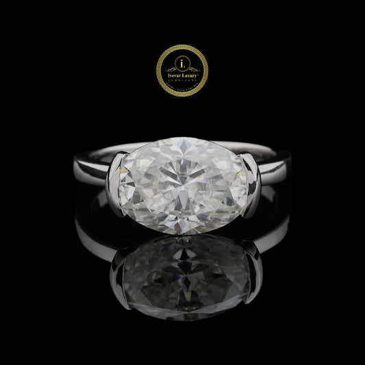 Minimalist 3.5 CT Oval Cut Lab Grown Diamond Solitaire Ring for Her By Ivevar