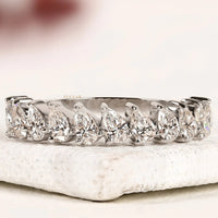 0.50 CT Pear Cut Lab Grown Diamond Elegant Eternity Band Ring By Ivevar