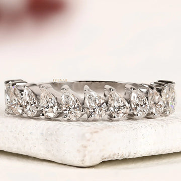 0.50 CT Pear Cut Lab Grown Diamond Elegant Eternity Band Ring By Ivevar