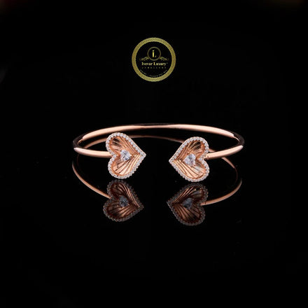 Heart Cut Moissanite Open Cuff Bangle Bracelet