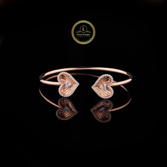 Luxury Moissanite Diamond Heart Bangle Bracelet for Women with Adjustable Open Cuff Design By Ivevar