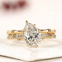 Pear Cut Cathedral Pave Moissanite Bridal Set Ring