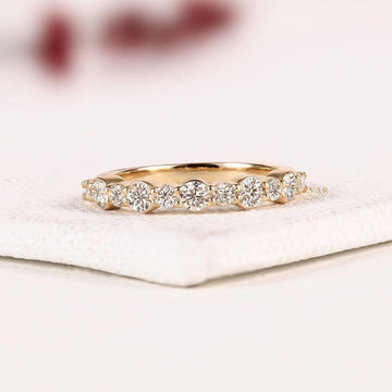 Round Cut Lab Grown Diamond Half Eternity Stacking Band