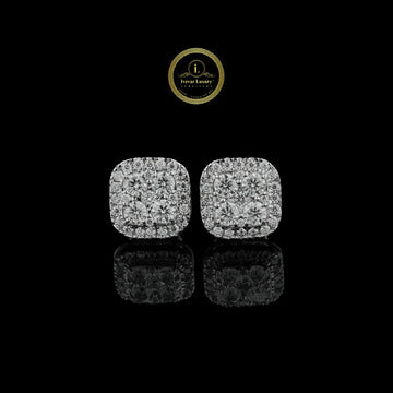 Elegant 2.00 TCW Round Cut Lab Grown Diamond Cluster Stud Earrings in White Gold By Ivevar
