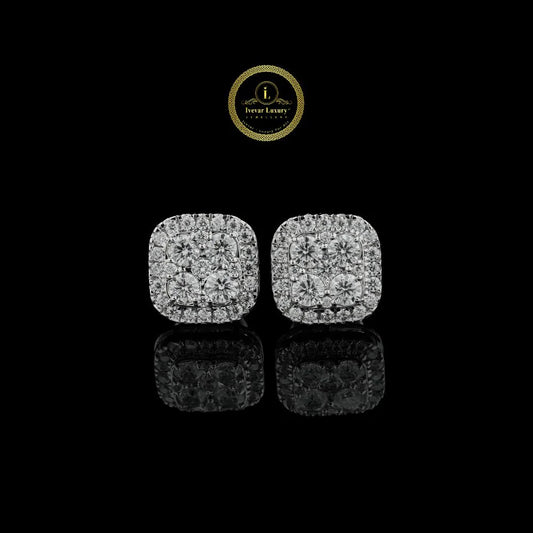 Elegant 2.00 TCW Round Cut Lab Grown Diamond Cluster Stud Earrings in White Gold By Ivevar