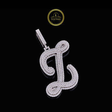 Custom Initial Letter Moissanite Diamond Pendant with Fully Iced-Out Hip Hop Jewelry