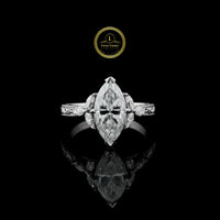 Marquise Lab Grown 3 CT Diamond Ring with Triple Side Stones By IVEVAR