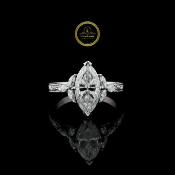 Marquise Lab Grown 3 CT Diamond Ring with Triple Side Stones By IVEVAR