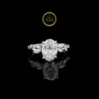 Oval Cut 3 CT Moissanite Diamond Ring with Marquise Cluster Band By Ivevar