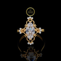 Dainty Vintage 3.50 CT Marquise Cut Lab Grown Diamond Engagement Ring By Ivevar
