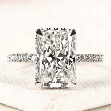 3.00 CT Premium Radiant Cut Moissanite Engagement Ring with Diamond Accents By Ivevar