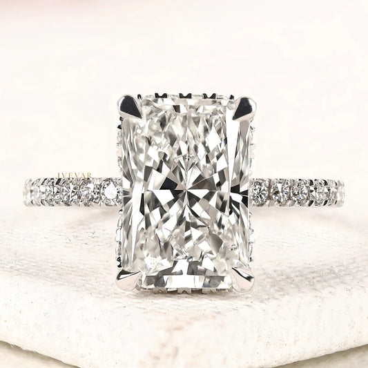 3.00 CT Premium Radiant Cut Moissanite Engagement Ring with Diamond Accents By Ivevar