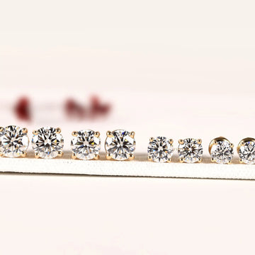Round Brilliant Cut Lab Grown Diamond Classic Solitaire Stud Earrings