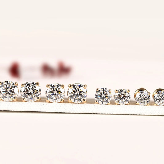 Round Brilliant Cut Lab Grown Diamond Classic Solitaire Stud Earrings