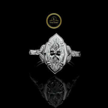 Vintage Marquise Cut  3 CT Lab grown Ring in White Gold By Ivevar