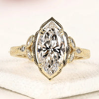 3.50 CT Luxury Marquise Cut Moissanite Statement Ring with Vintage Design By Ivevar