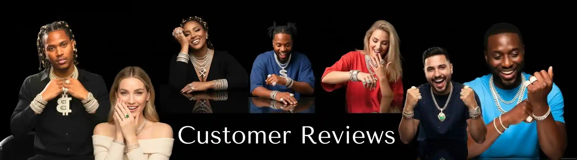 A promotional banner featuring eight diverse individuals smiling 