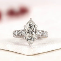 Marquise Cut Lab Grown Diamond Pave Hidden Halo Engagement Ring