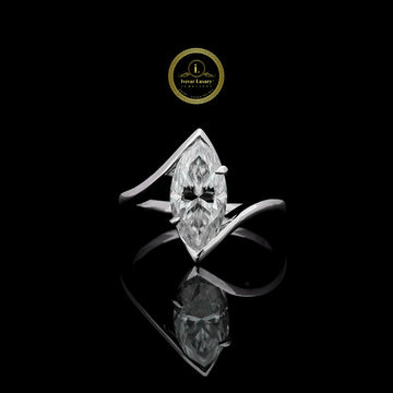 Elegant Marquise Cut 3.50 CT Moissanite Engagement Ring Twisted Design By Ivevar