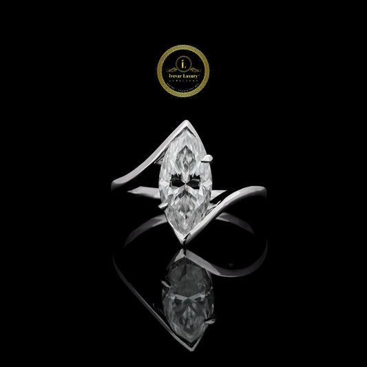 Elegant Marquise Cut 3.50 CT Moissanite Engagement Ring Twisted Design By Ivevar