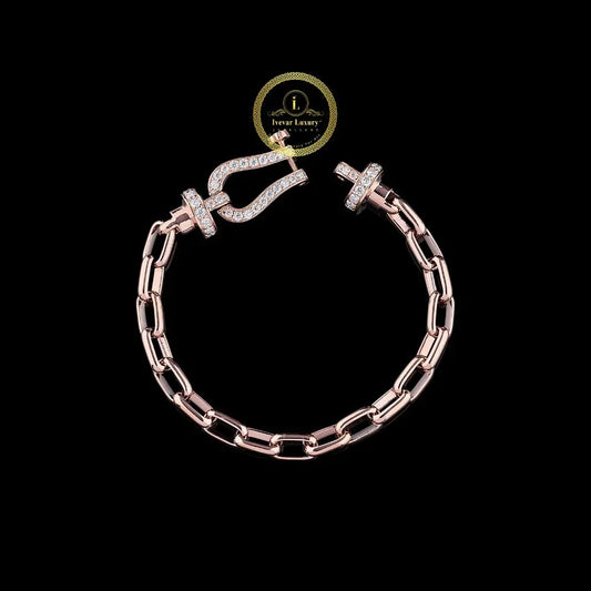 Rose Gold Diamond Nautical Clasp Bracelet Sustainable Moissanite Diamonds By Ivevar