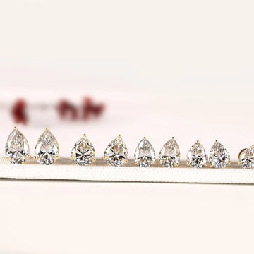 Teardrop Pear Cut Solitaire Moissanite Diamond Stud Earring