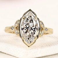 3.50 CT Luxury Marquise Cut Lab Grown Statement Ring with Vintage Design By Ivevar