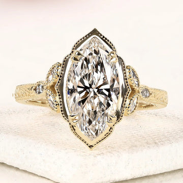 3.50 CT Luxury Marquise Cut Lab Grown Statement Ring with Vintage Design By Ivevar