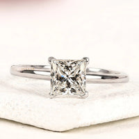 2.00 CT Minimal Princess Cut Lab Grown Solitaire Ring with Sleek Band By Ivevar