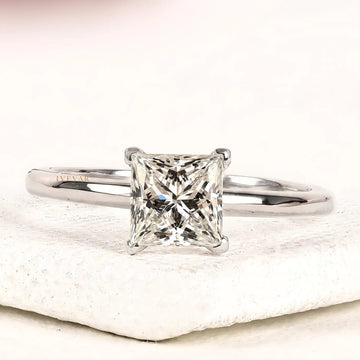 2.00 CT Minimal Princess Cut Lab Grown Solitaire Ring with Sleek Band By Ivevar