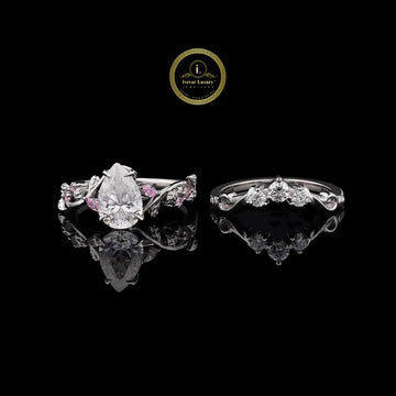 2.5 CT Pear Cut Floral Vine Moissanite Engagement Ring in White Gold By Ivevar