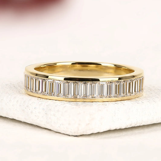 Ivevar Luxury 5.00 TCW Baguette Moissanite Diamond Eternity Band in Yellow Gold
