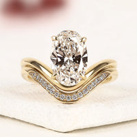 2.50 Ivevar Eternal Grace Oval Cut Lab Grown Diamond Bridal Ring Set in Yellow Gold