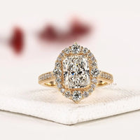 Halo with Pave Accents Radiant Cut Lab Grown Diamond Ring