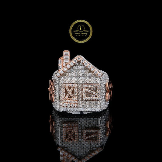 Luxury Full Hip Hop House Baguette & Round Cut Moissanite Ring By Ivevar