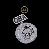 Custom VVS Lab Diamond "OBA" Cancer Zodiac Medallion Two Tone Iced Out Moon & Crab Pendant By Ivevar